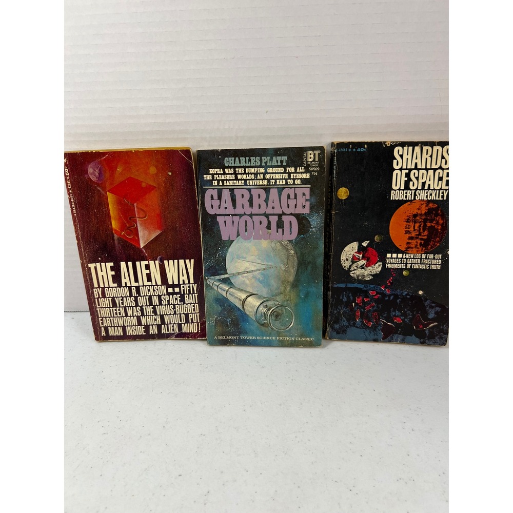 Vintage Sci Fi Book Lot Garbage World The Alien Way Shards of Space Paperbacks